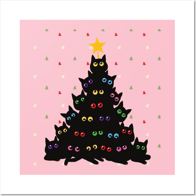 Cat Christmas Tree Wall Art by Bro Aesthetics